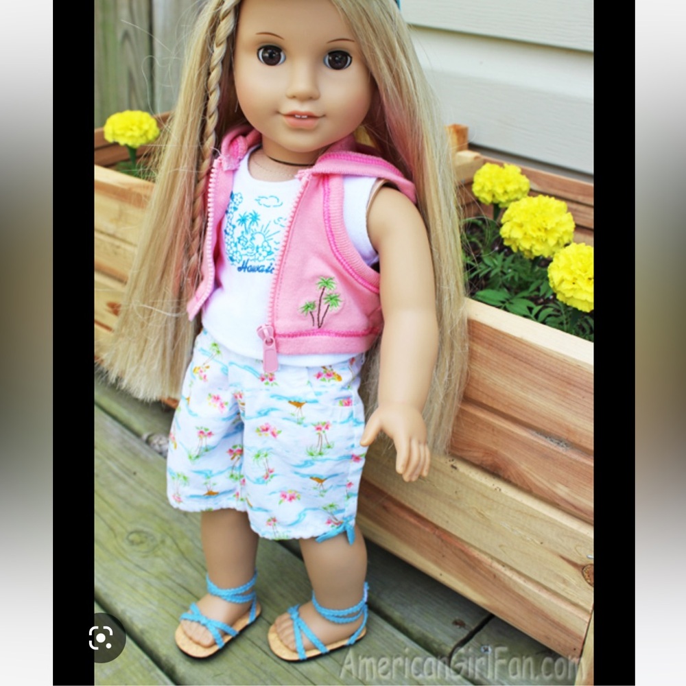 American Girl Doll Hawaii Island Vacation Outfit w Shorts, Tank, Hoodie, Sandals